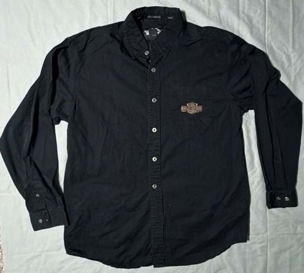 Harley-Davidson Men's Tall Large Black Long Sleeve Button Down Shirt